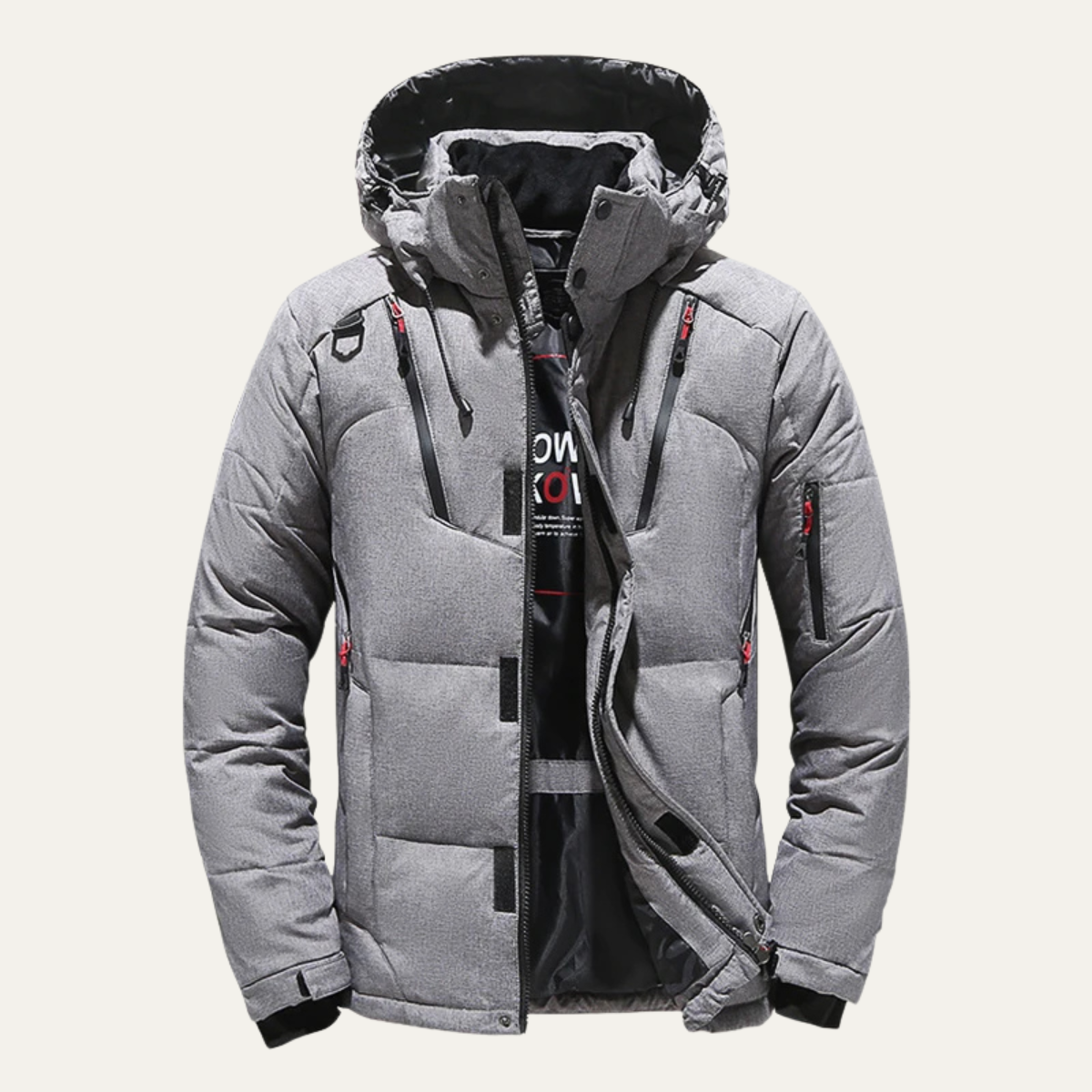 VogeLuxe | Men’s Hooded Puffer Jacket with Zippered Pockets 1