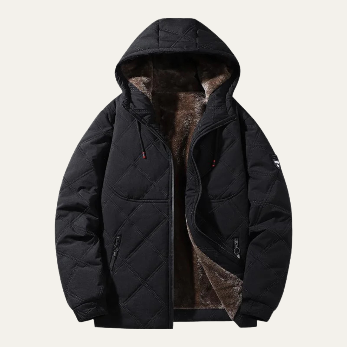 VogeLuxe | Men’s Hooded Quilted Parka with Faux-Fur Lining 0