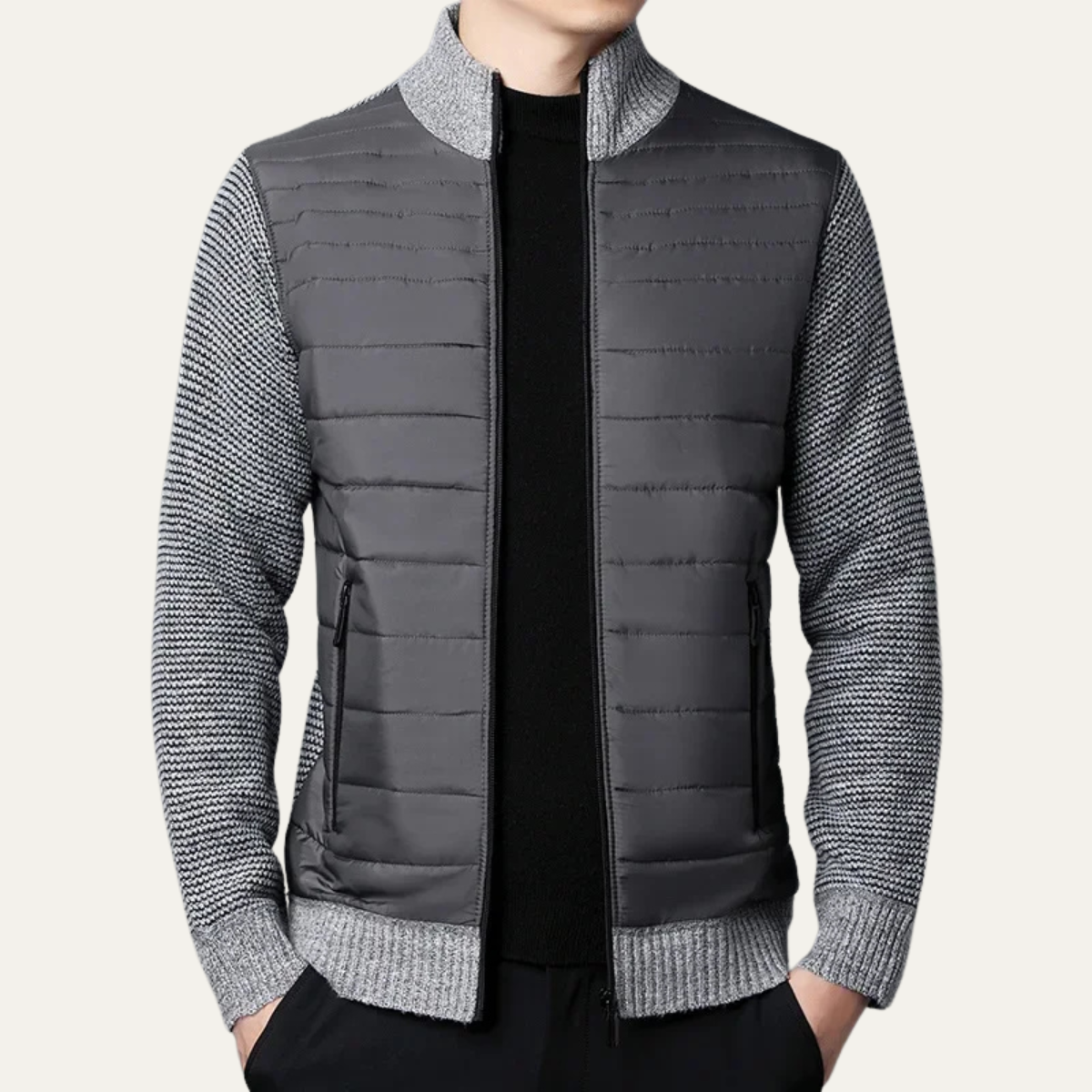 VogeLuxe | Men’s Hybrid Puffer and Knit Jacket 0