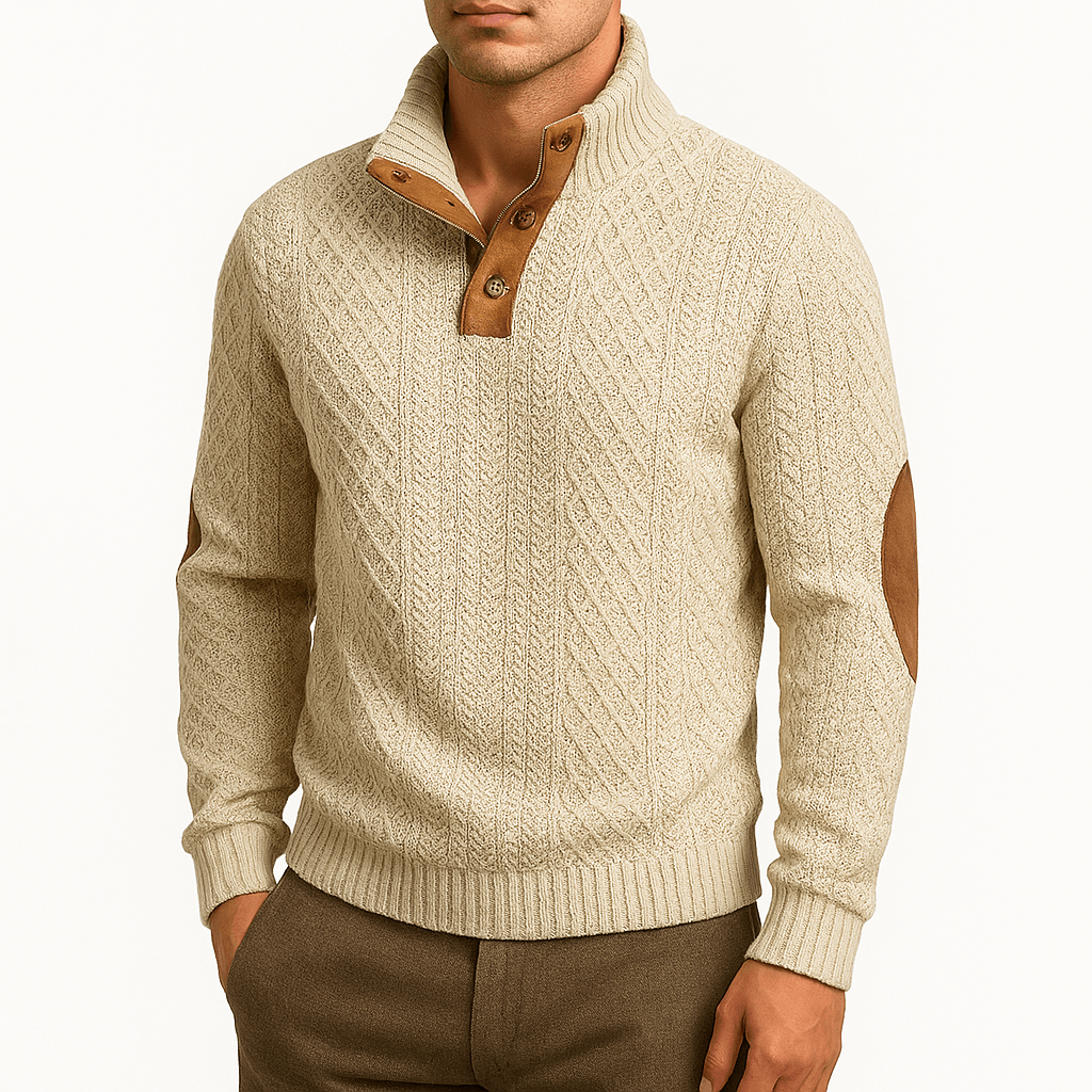 VogeLuxe | Men’s Jacquard Zip-Up Pullover Sweater 0