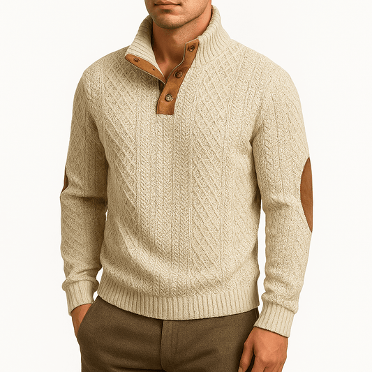 VogeLuxe | Men’s Jacquard Zip-Up Pullover Sweater 0