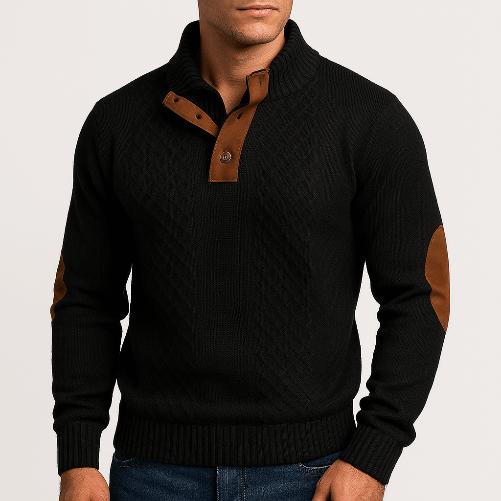 VogeLuxe | Men’s Jacquard Zip-Up Pullover Sweater 1