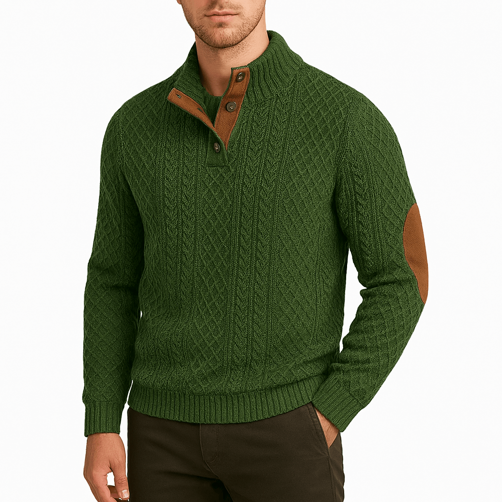 VogeLuxe | Men’s Jacquard Zip-Up Pullover Sweater 2