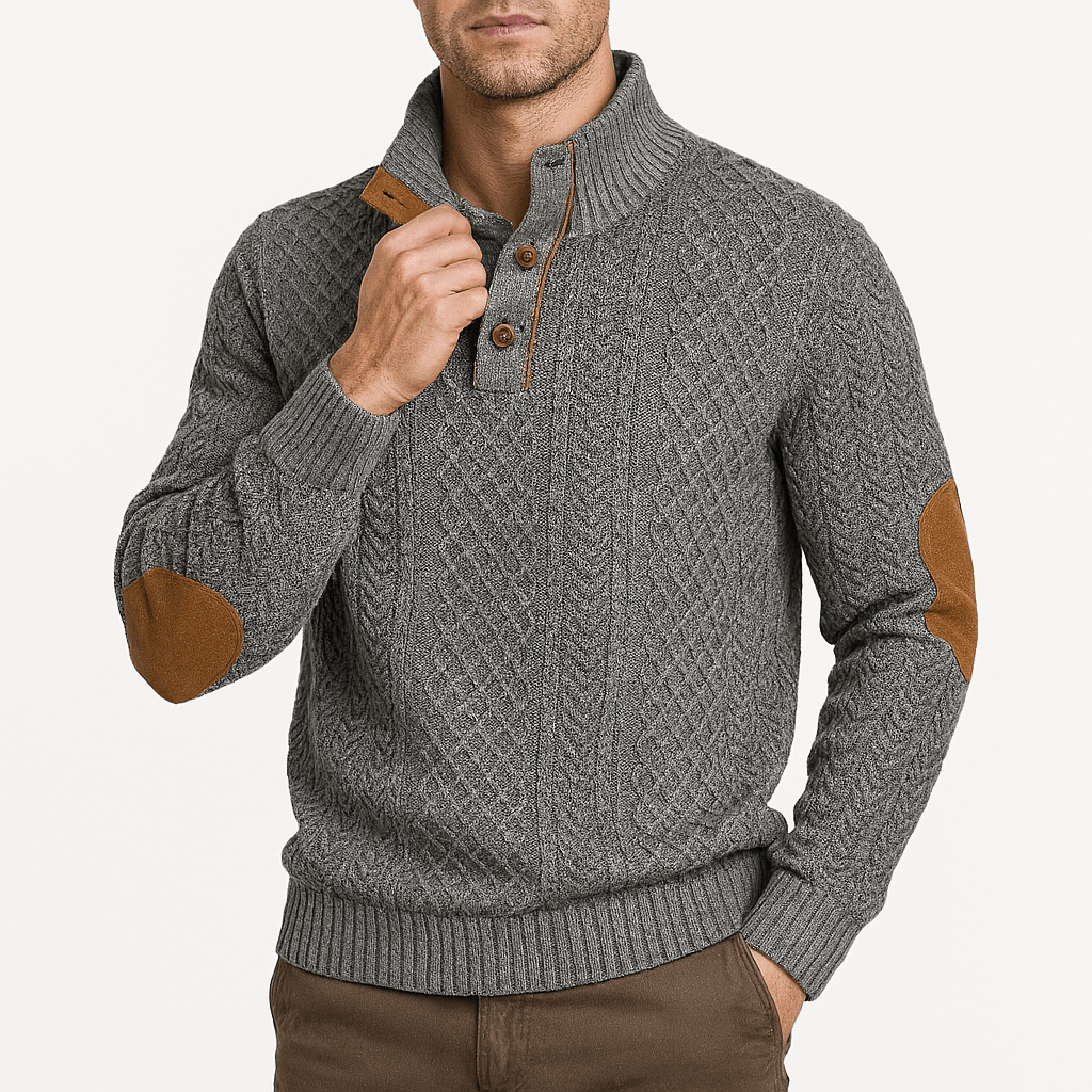 VogeLuxe | Men’s Jacquard Zip-Up Pullover Sweater 3