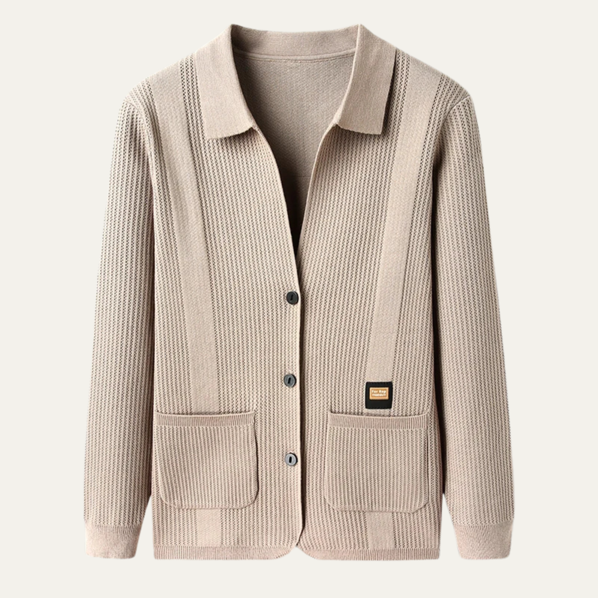 VogeLuxe | Men’s Knit Cardigan with Shirt-Style Collar 0