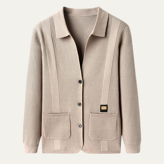 VogeLuxe | Men’s Knit Cardigan with Shirt-Style Collar 0