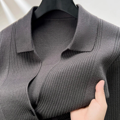 VogeLuxe | Men’s Knit Cardigan with Shirt-Style Collar 4