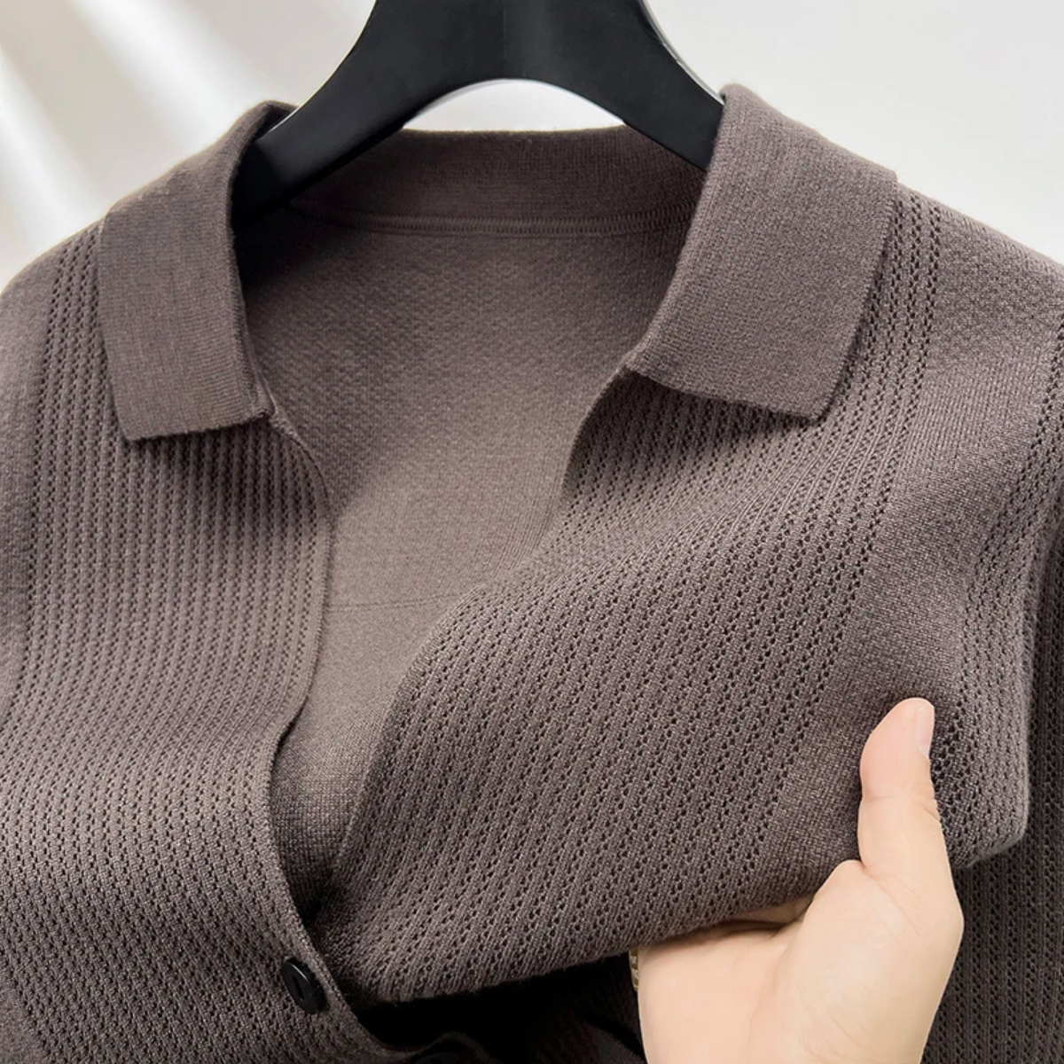 VogeLuxe | Men’s Knit Cardigan with Shirt-Style Collar 5