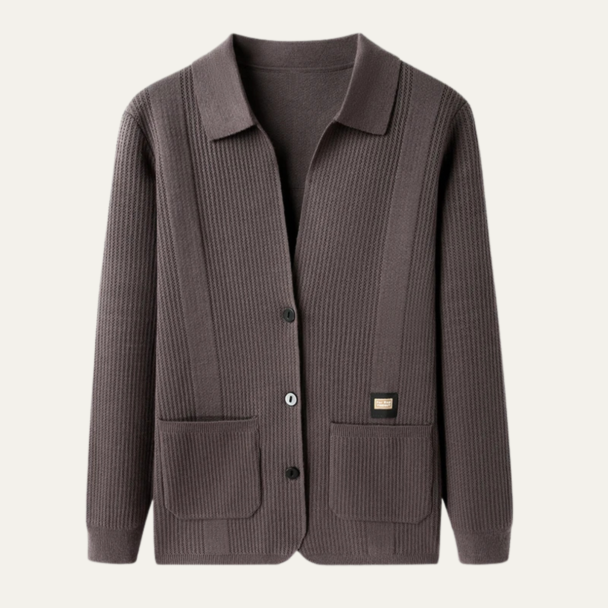 VogeLuxe | Men’s Knit Cardigan with Shirt-Style Collar 8