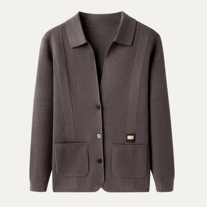 VogeLuxe | Men’s Knit Cardigan with Shirt-Style Collar 8
