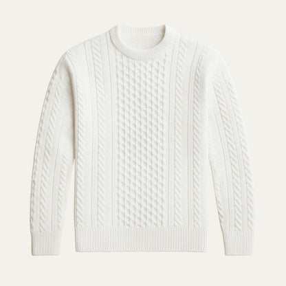 VogeLuxe | Men’s Knit Crewneck Sweater with Cable Knit Details 0