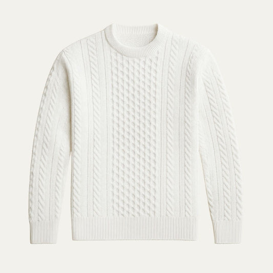 VogeLuxe | Men’s Knit Crewneck Sweater with Cable Knit Details 0