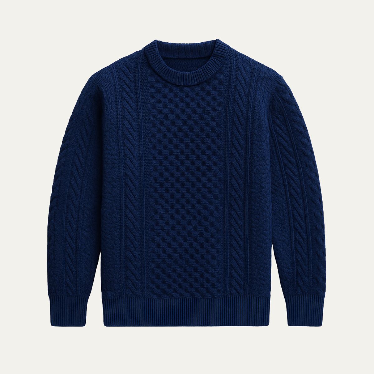VogeLuxe | Men’s Knit Crewneck Sweater with Cable Knit Details 1
