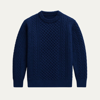 VogeLuxe | Men’s Knit Crewneck Sweater with Cable Knit Details 1