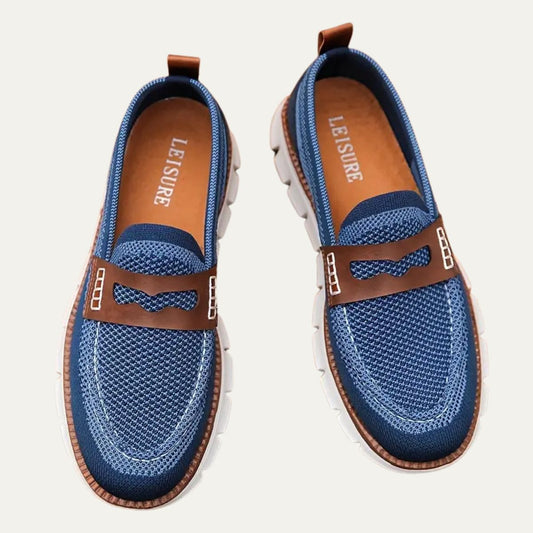 VogeLuxe | Men’s Knit Loafers with Leather Strap 0