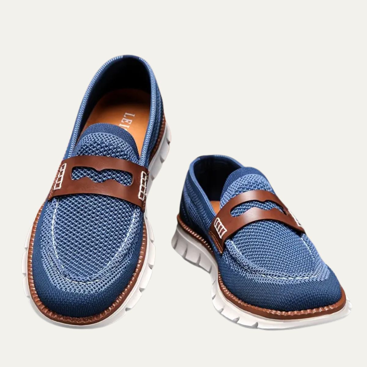 VogeLuxe | Men’s Knit Loafers with Leather Strap 1