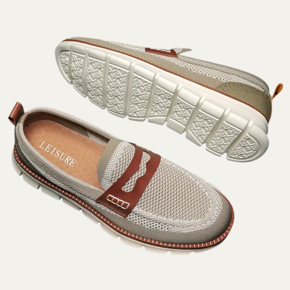 VogeLuxe | Men’s Knit Loafers with Leather Strap 3