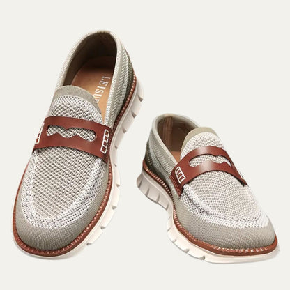 VogeLuxe | Men’s Knit Loafers with Leather Strap 4