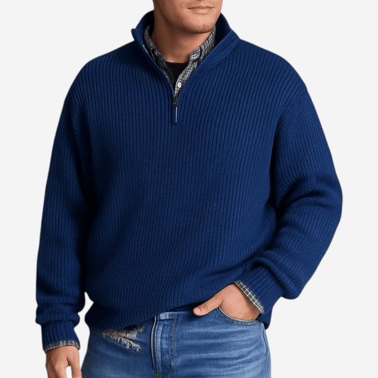 VogeLuxe | Men’s Knit Polo Zipper Long Sleeve 0