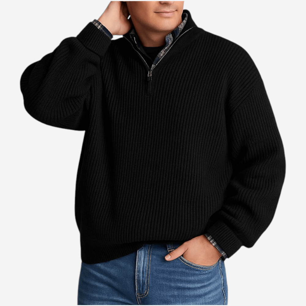 VogeLuxe | Men’s Knit Polo Zipper Long Sleeve 2