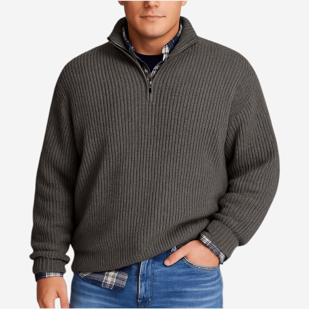 VogeLuxe | Men’s Knit Polo Zipper Long Sleeve 3