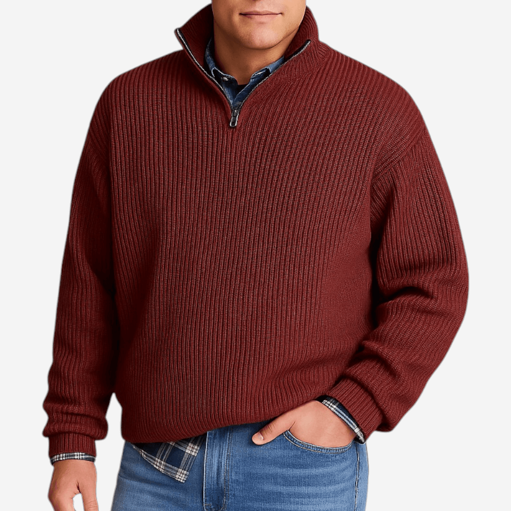 VogeLuxe | Men’s Knit Polo Zipper Long Sleeve 5