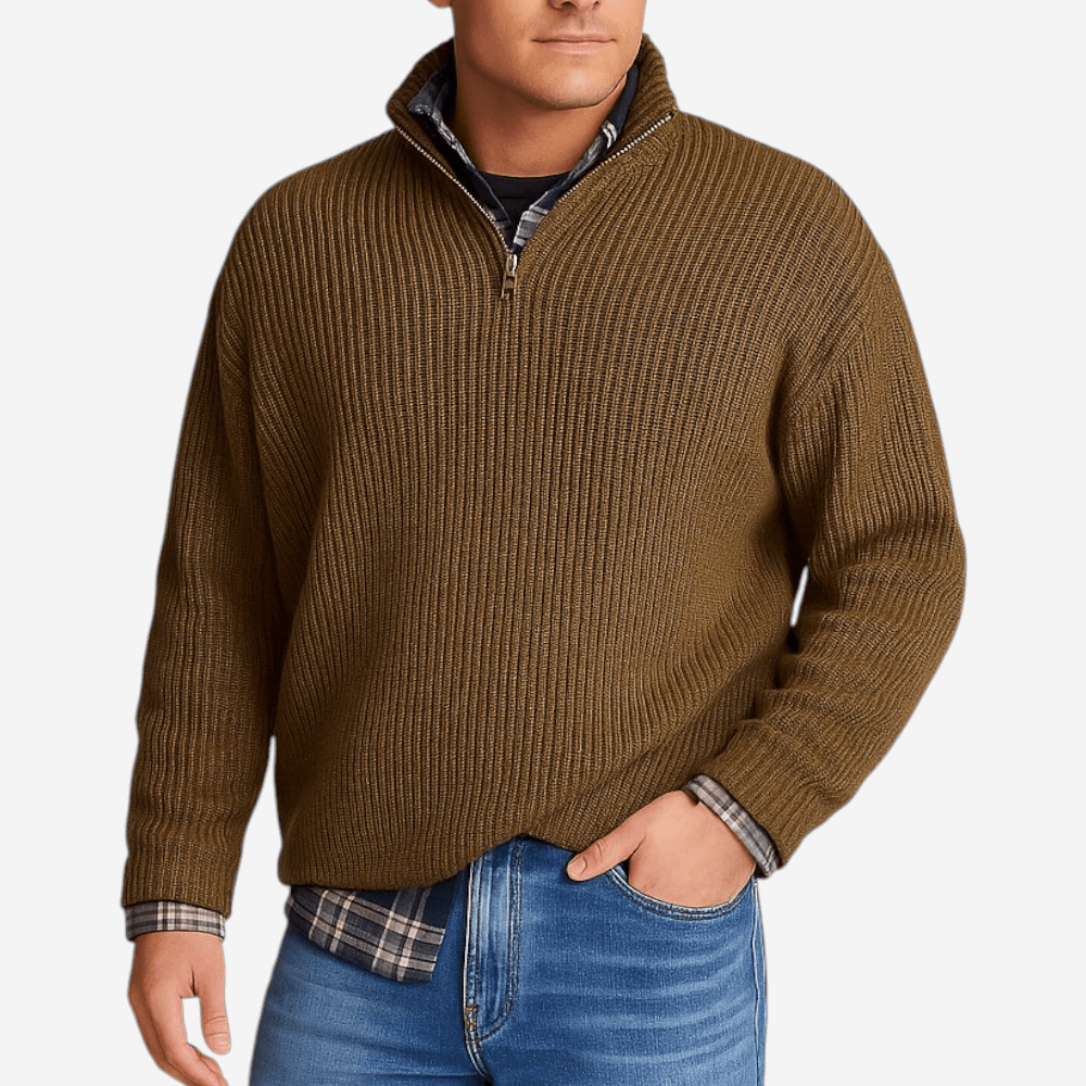 VogeLuxe | Men’s Knit Polo Zipper Long Sleeve 6