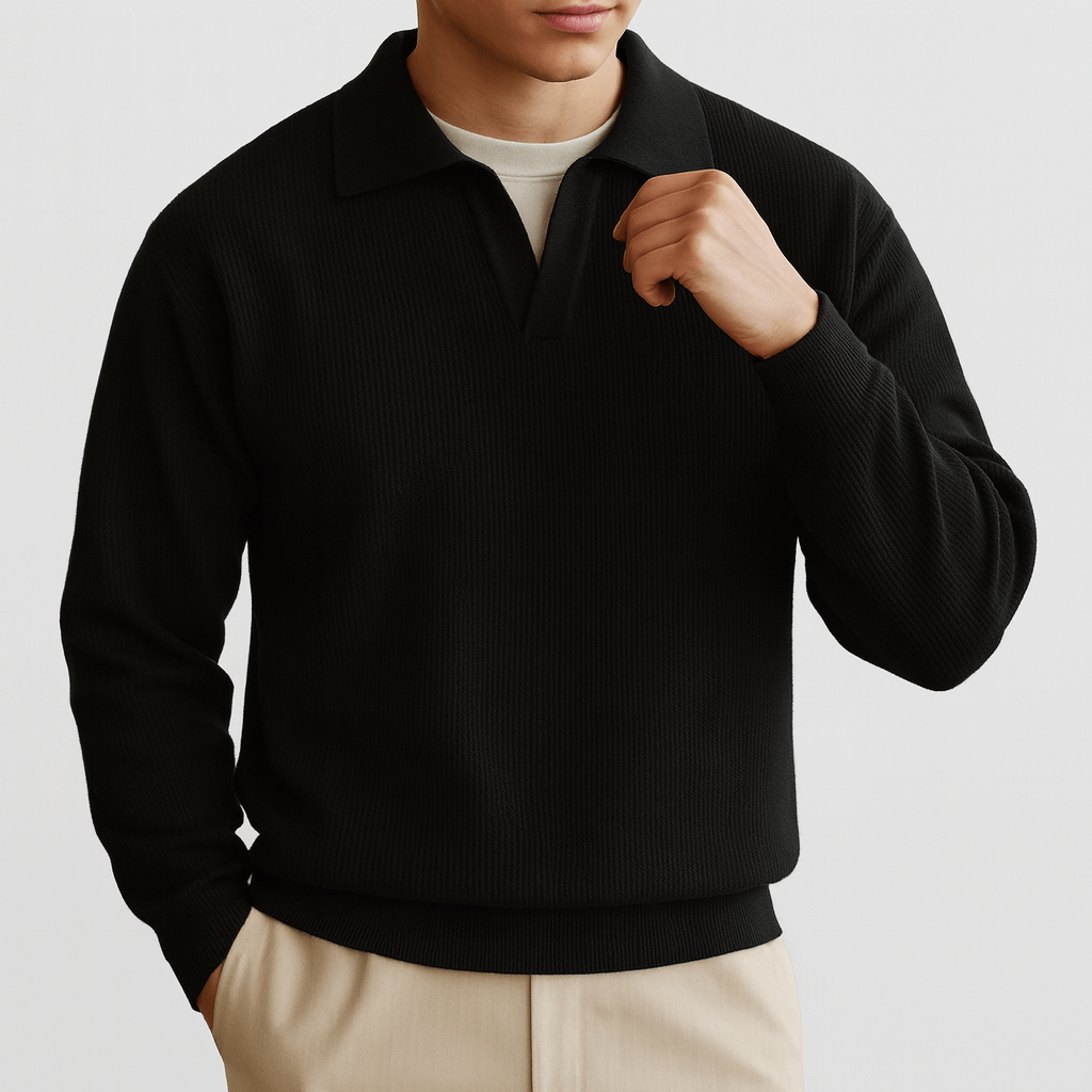 VogeLuxe | Men’s Knitted Polo Collar Sweater 1