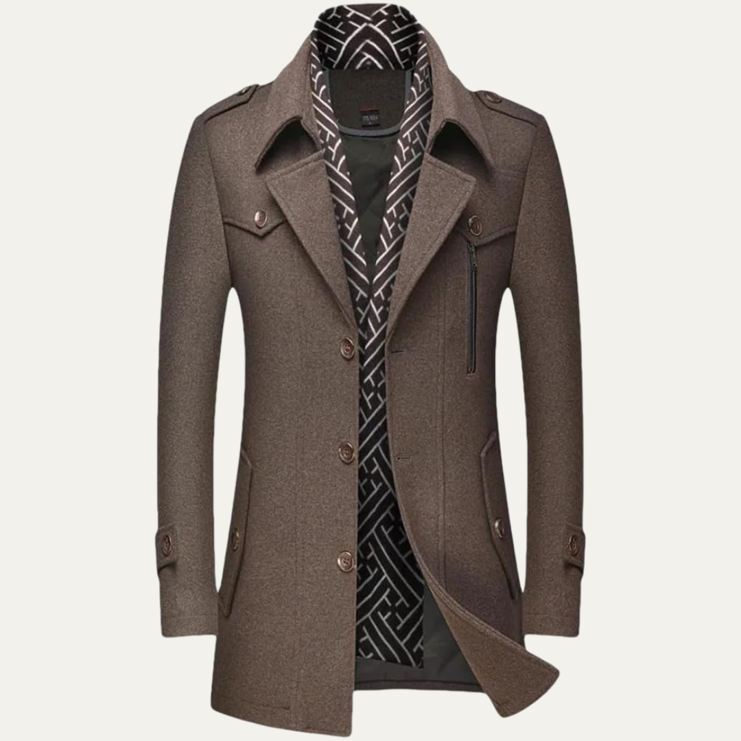 VogeLuxe | Men’s Layered Collar Peacoat Jacket 0
