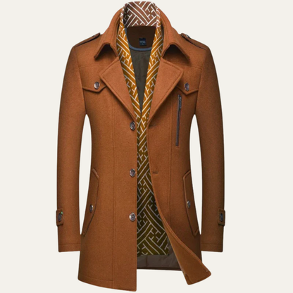 VogeLuxe | Men’s Layered Collar Peacoat Jacket 2