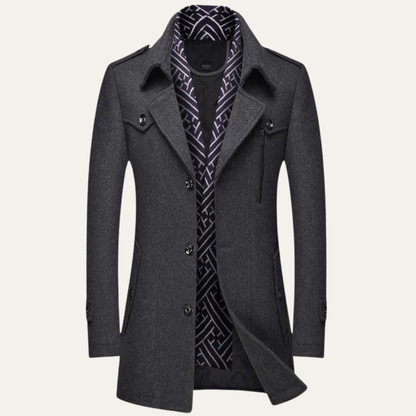 VogeLuxe | Men’s Layered Collar Peacoat Jacket 3