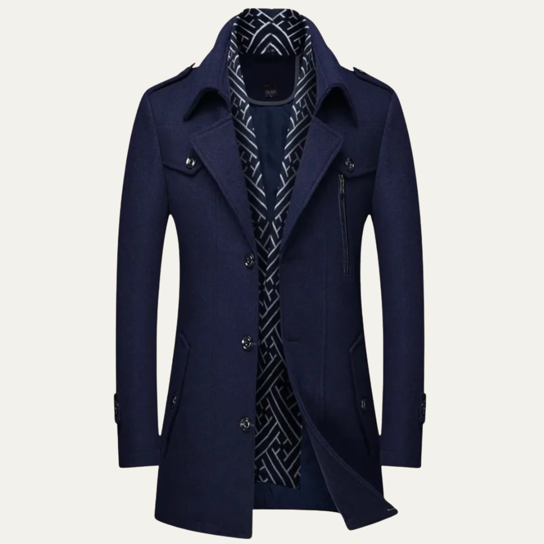 VogeLuxe | Men’s Layered Collar Peacoat Jacket 6