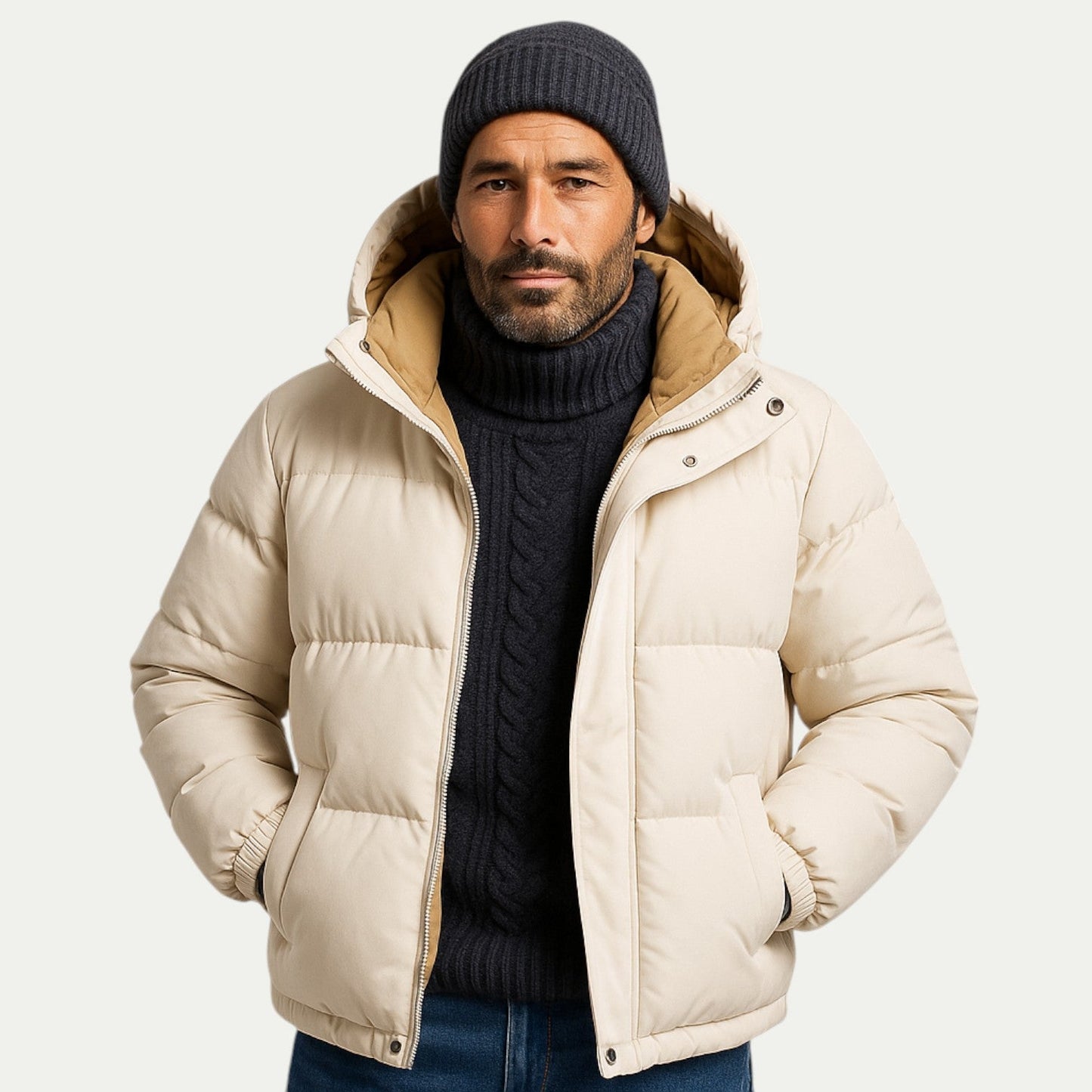 VogeLuxe | Men’s Layered Collar Puffer Jacket 1