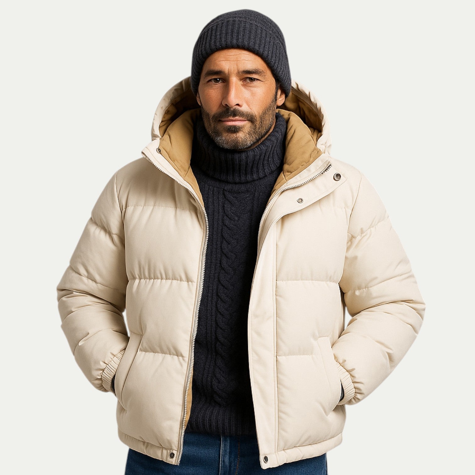 VogeLuxe | Men’s Layered Collar Puffer Jacket 1