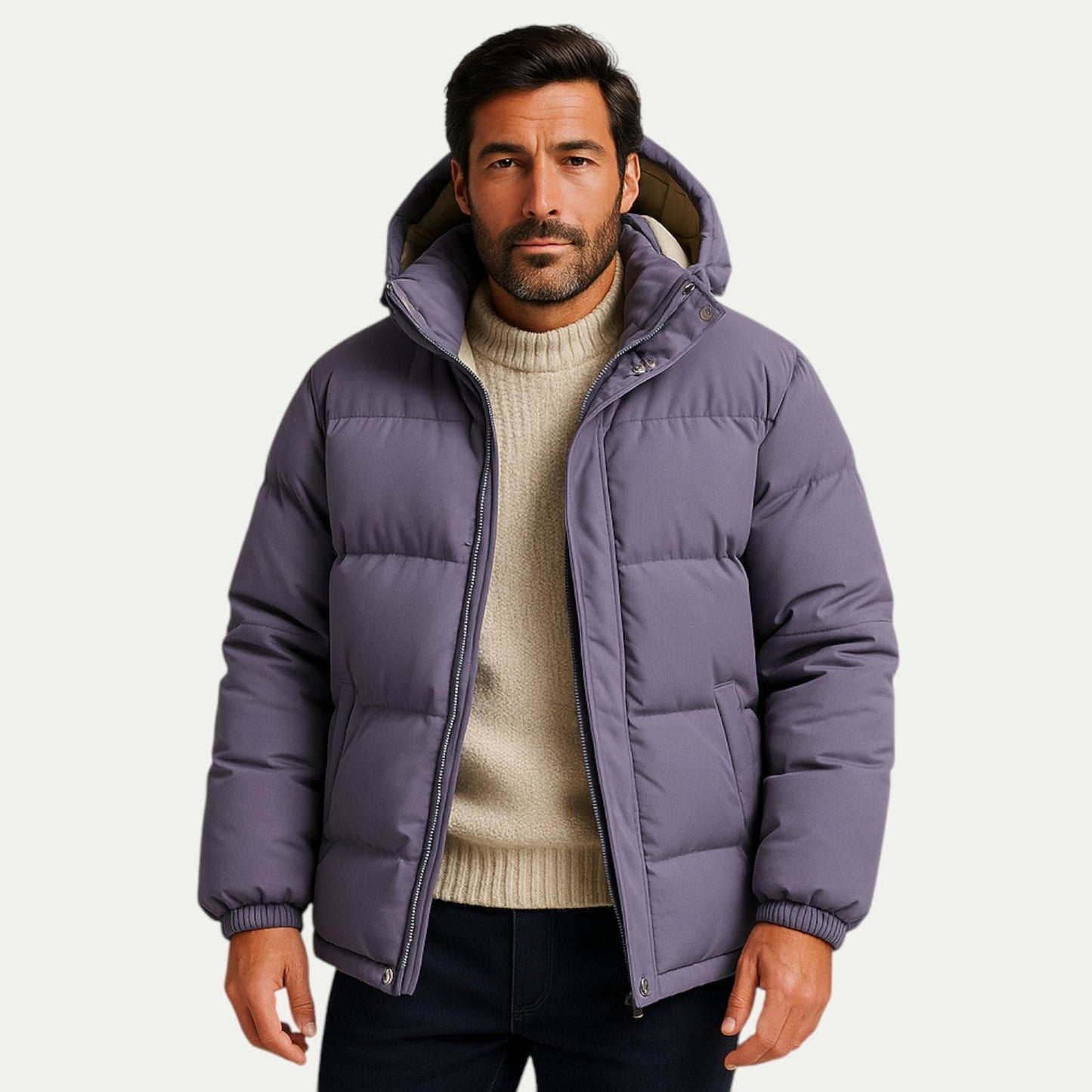 VogeLuxe | Men’s Layered Collar Puffer Jacket 3