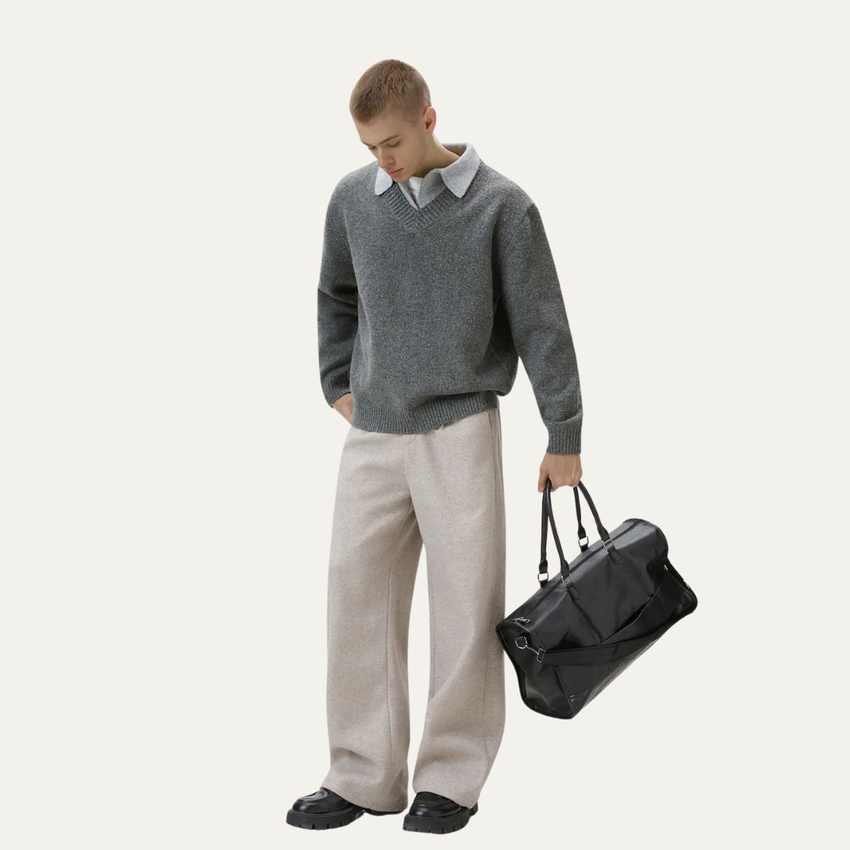 VogeLuxe | Men’s Layered Collar V-Neck Sweater 5