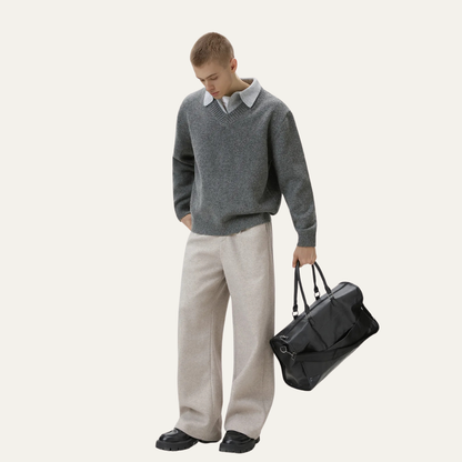 VogeLuxe | Men’s Layered Collar V-Neck Sweater 5