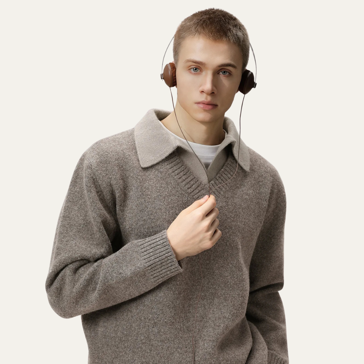 VogeLuxe | Men’s Layered Collar V-Neck Sweater 7