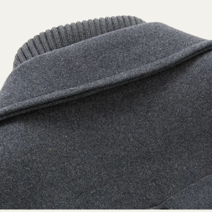 VogeLuxe | Men’s Layered Mock-Neck Peacoat Jacket 2