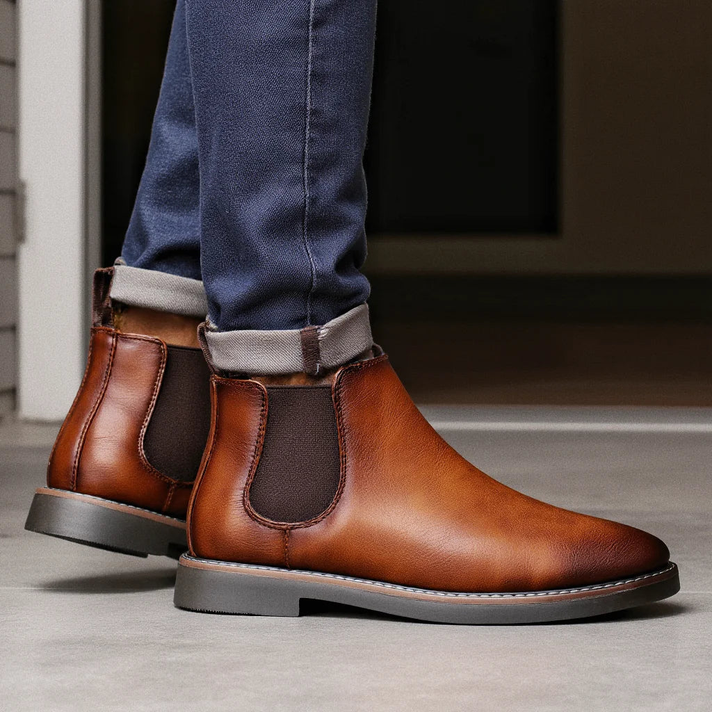 VogeLuxe | Men’s Leather Chelsea Boots with Elastic Panels 2