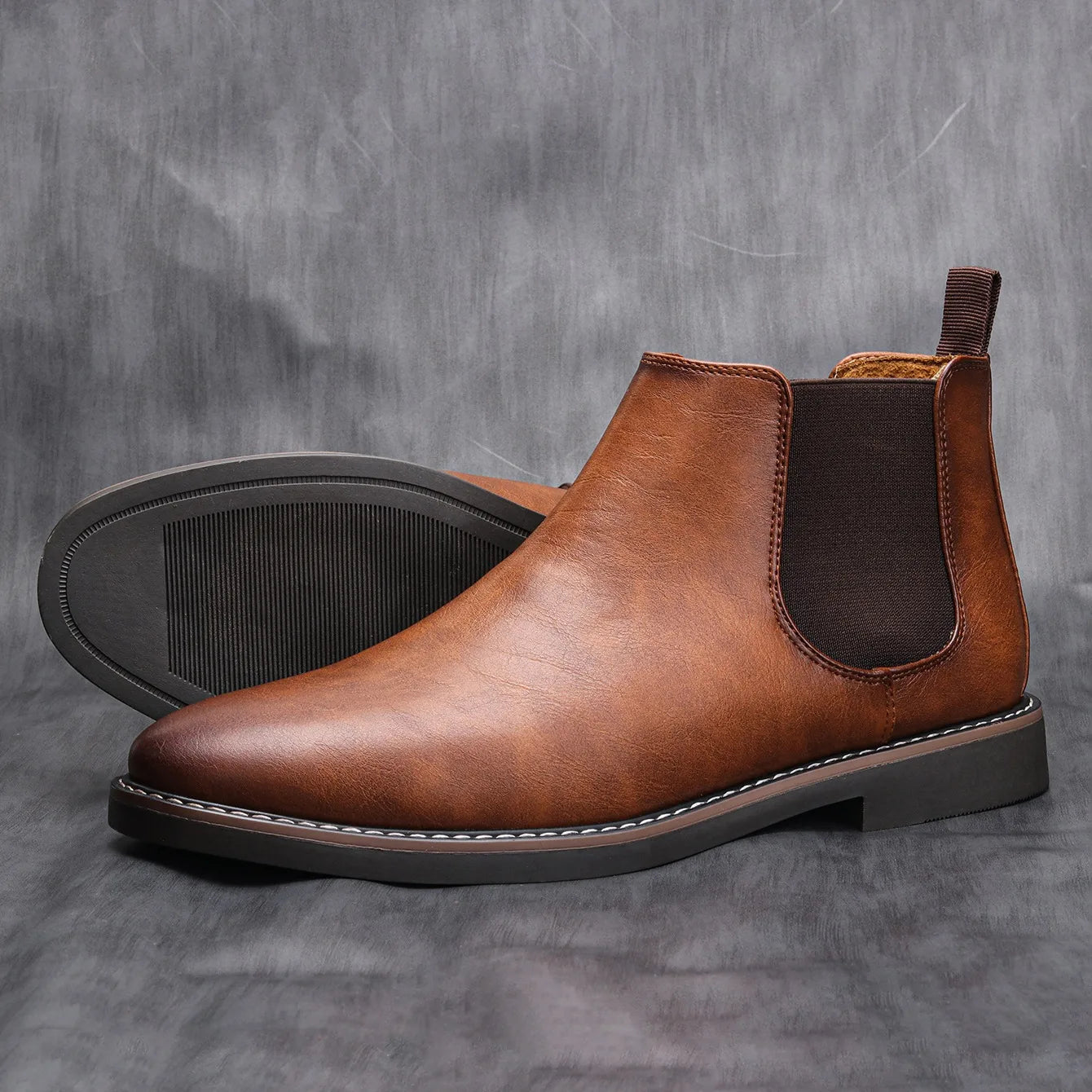 VogeLuxe | Men’s Leather Chelsea Boots with Elastic Panels 5