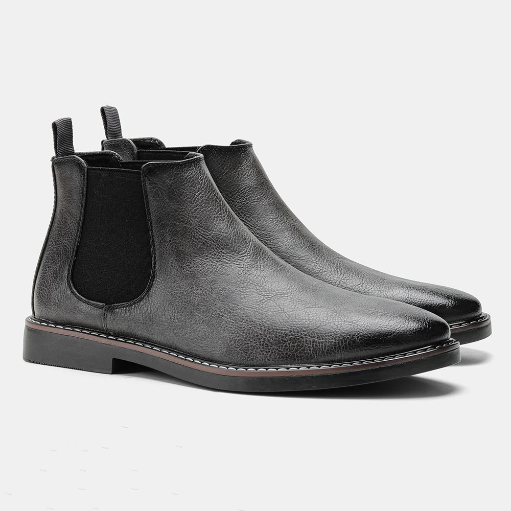 VogeLuxe | Men’s Leather Chelsea Boots with Elastic Panels 8