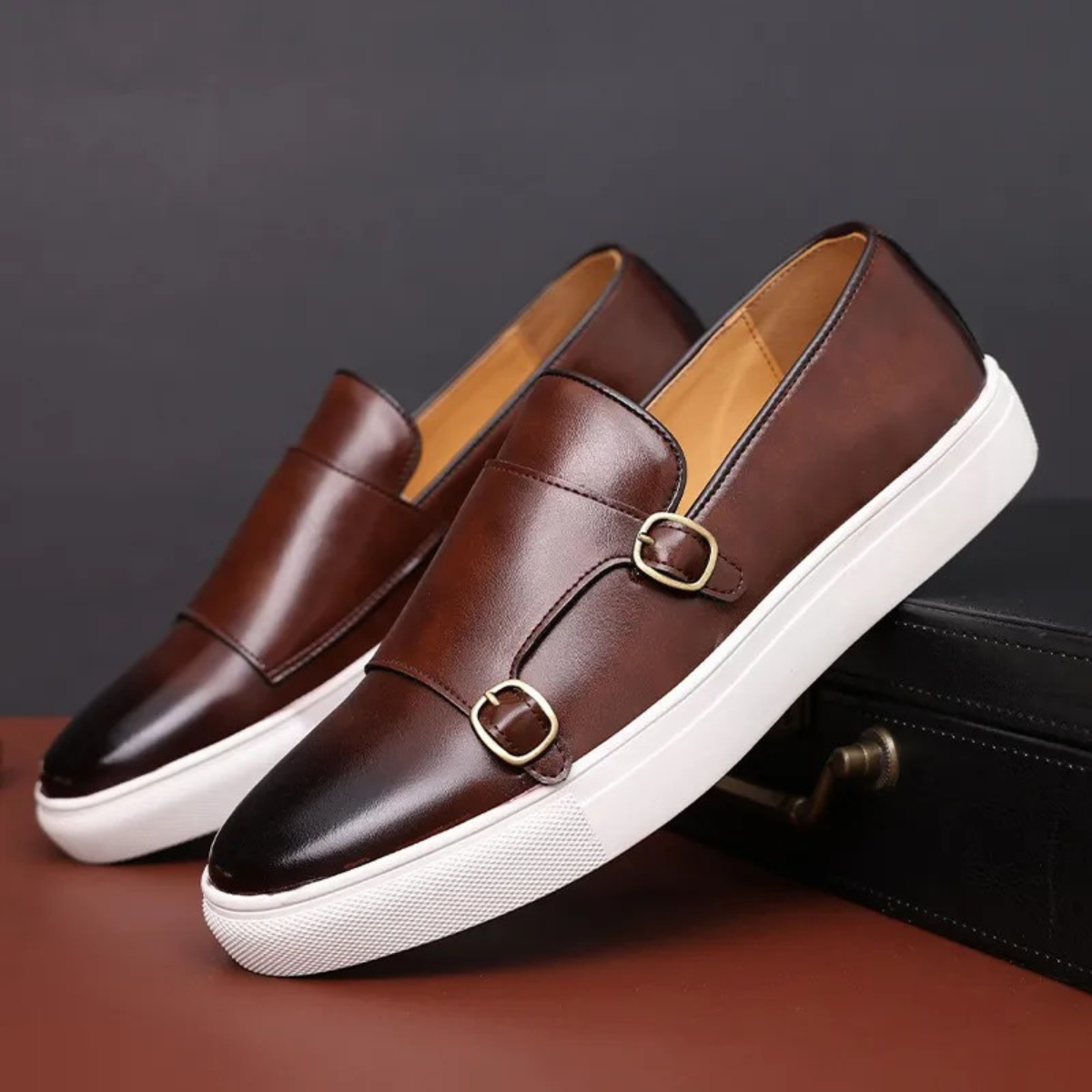 VogeLuxe | Men’s Leather Double Monk Strap Loafer 2
