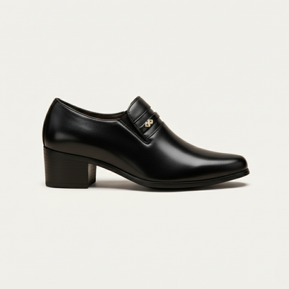 VogeLuxe | Men’s Leather Dress Slip-On Shoe with Decorative Strap 0