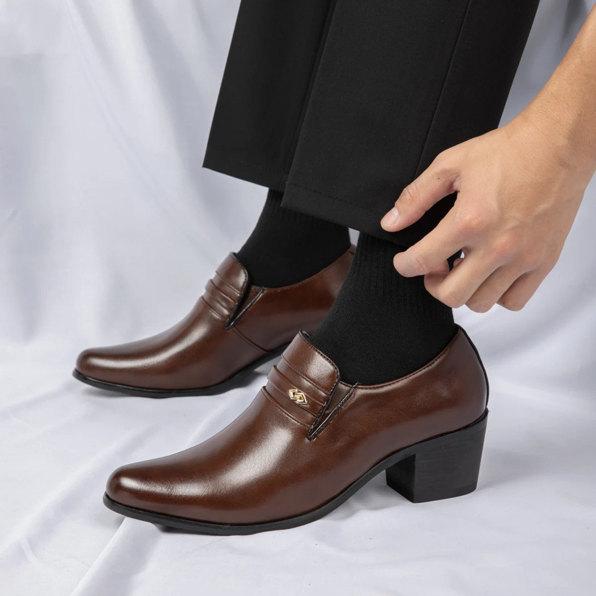 VogeLuxe | Men’s Leather Dress Slip-On Shoe with Decorative Strap 8