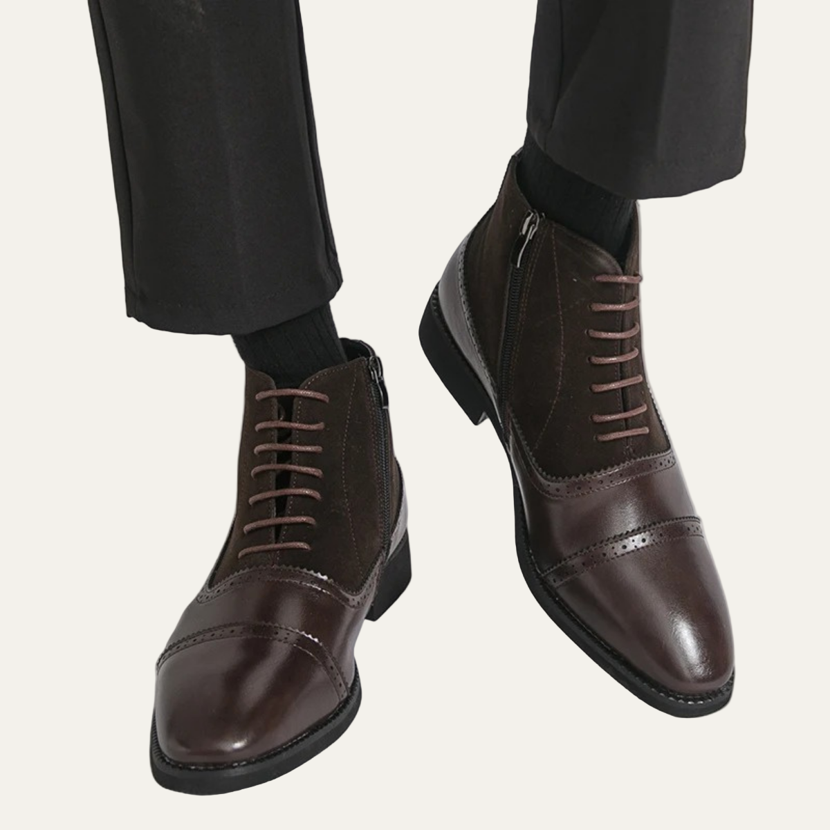 VogeLuxe | Men’s Leather Suede Brogue Boots 1