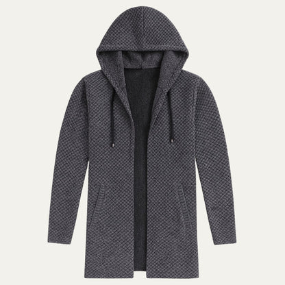 VogeLuxe | Men’s Long-Line Hooded Cardigan 1