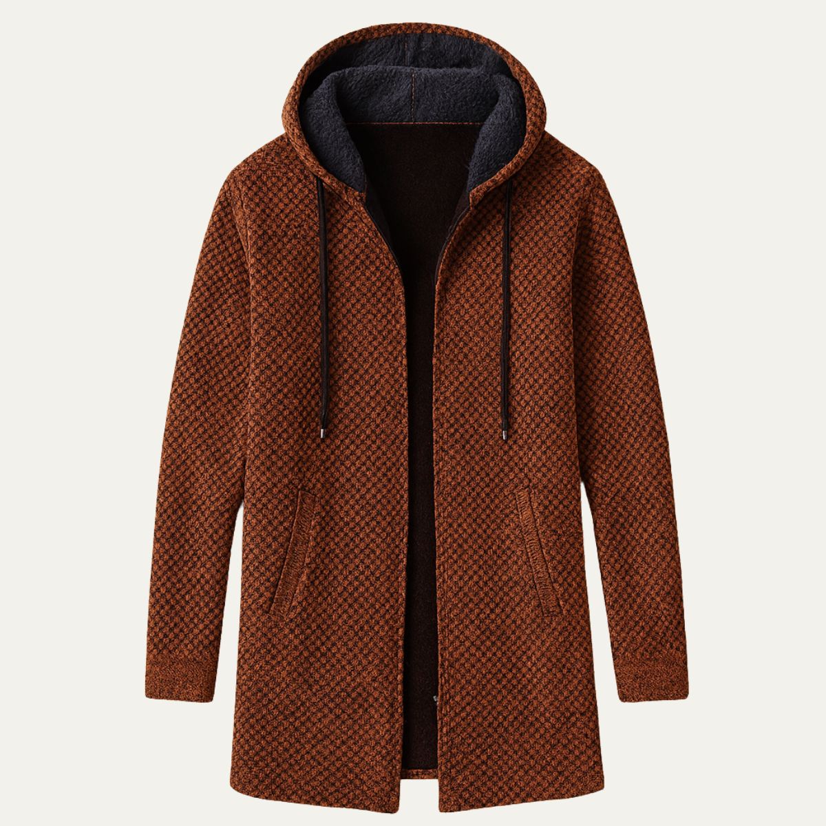 VogeLuxe | Men’s Long-Line Hooded Cardigan 2