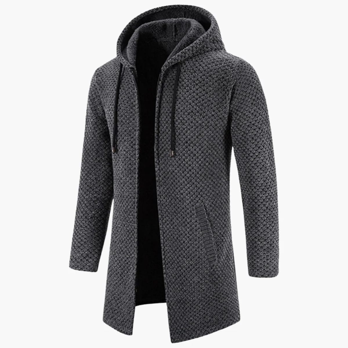 VogeLuxe | Men’s Long-Line Hooded Cardigan 3