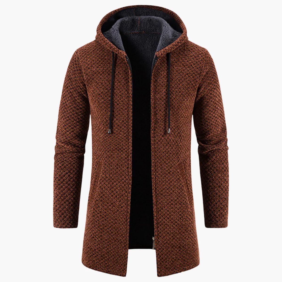 VogeLuxe | Men’s Long-Line Hooded Cardigan 4